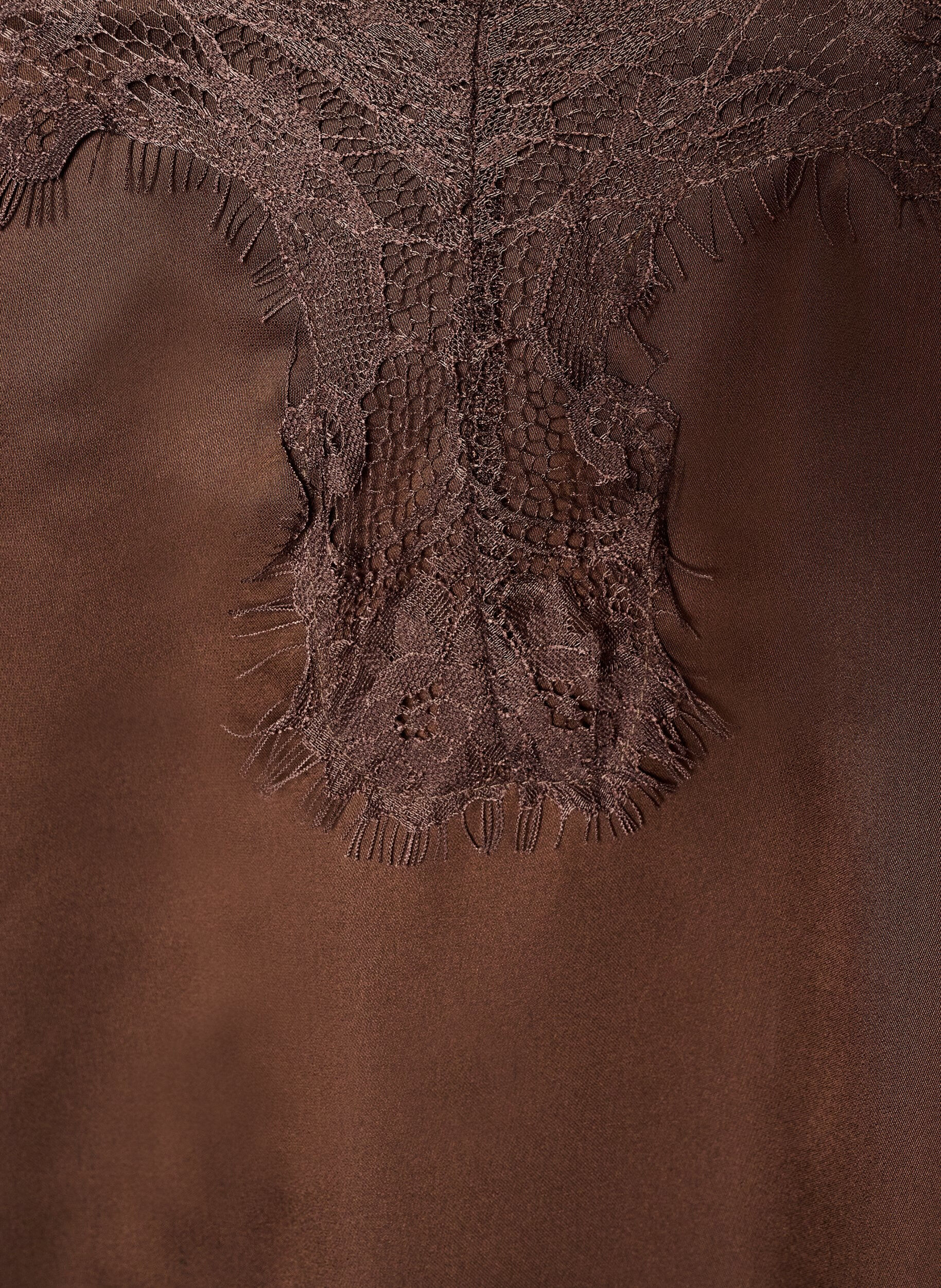 ZizzifashionSatin dress with lace and an asymmetrical hem, Brown, Packshot image number 2