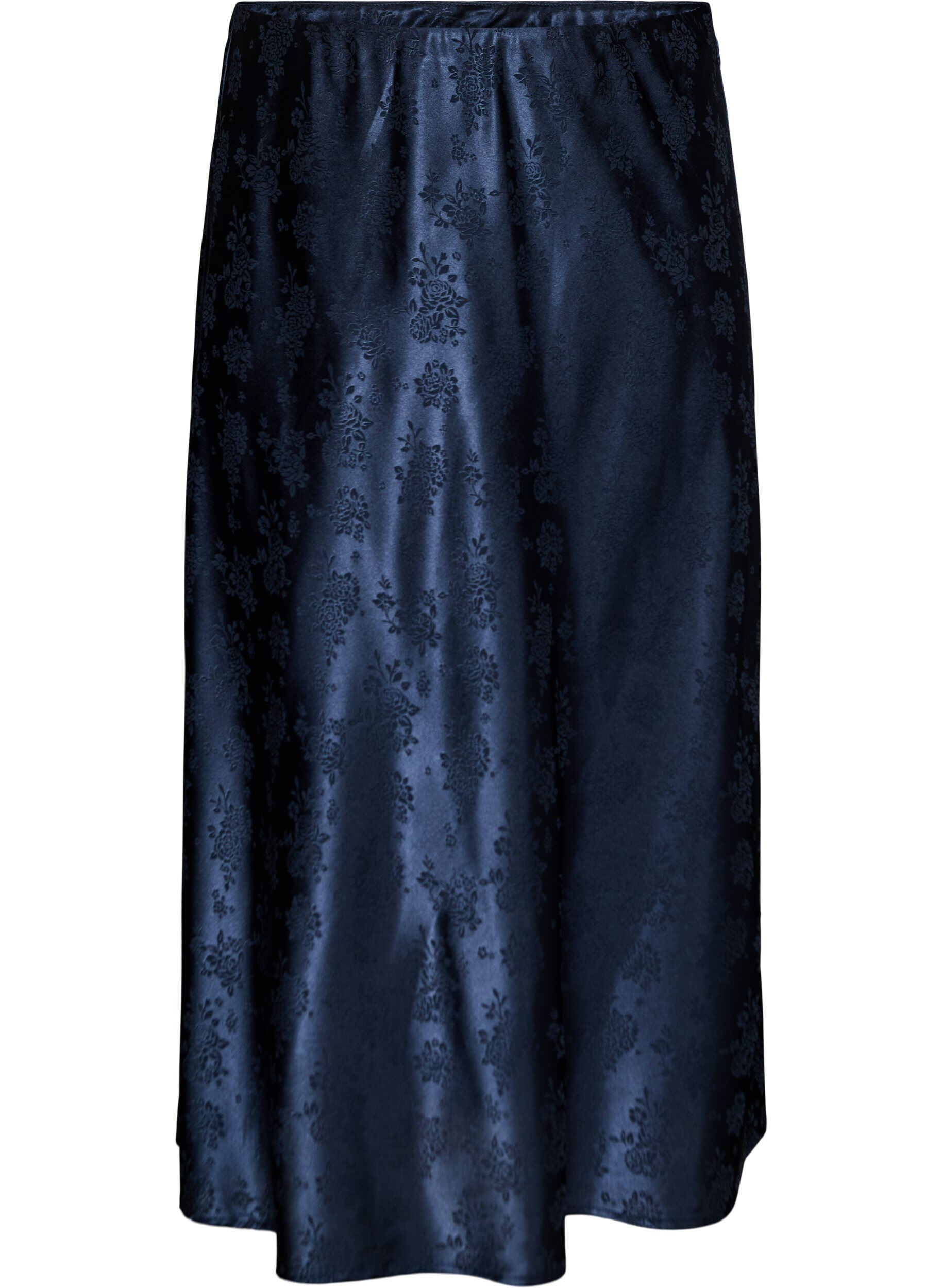 Zizzifashion Satin skirt with a tonal floral pattern, Blue, Packshot image number 0