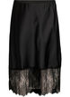 Satin-look skirt with lace trim, Black, Packshot image number 0