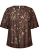 Lace blouse with short sleeves, Brown, Packshot image number 0