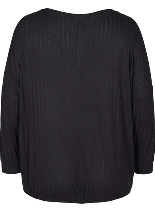 Long-sleeved textured blouse, Black, Packshot image number 1