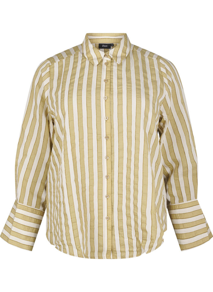 Loose shirt with stripes, Green, Packshot image number 0
