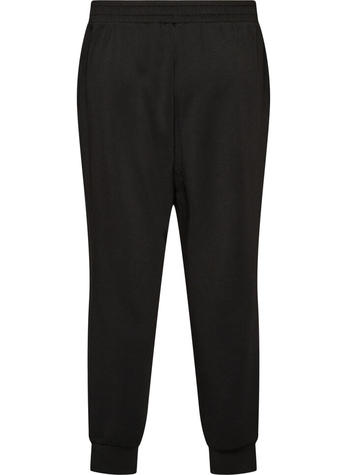 Jersey trousers with high waist and pockets, Black, Packshot image number 1