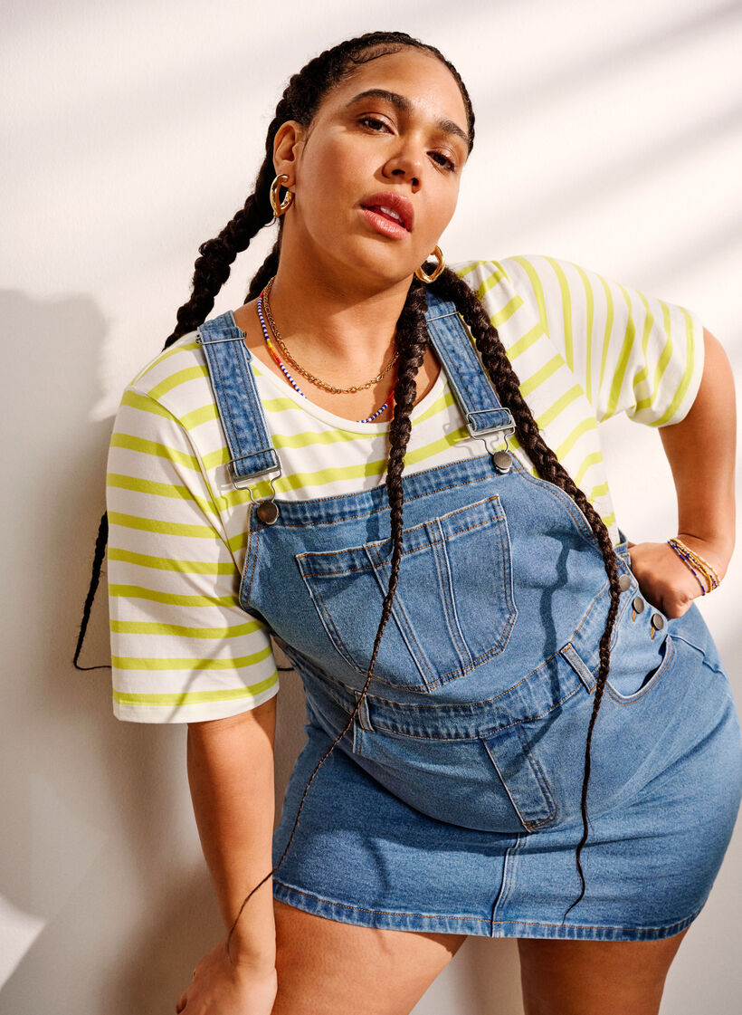 Denim dungarees dress, Blue, Image image number 0