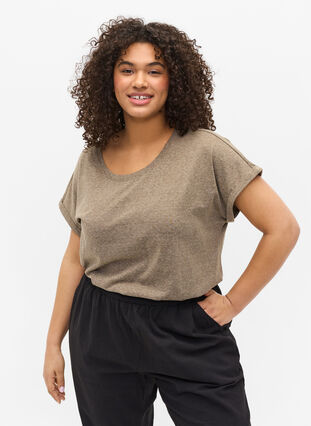 Marled cotton t-shirt, Falcon Melange, Model image number 0