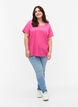 Cotton t-shirt with text print, Shocking Pink W. LOS, Model image number 2