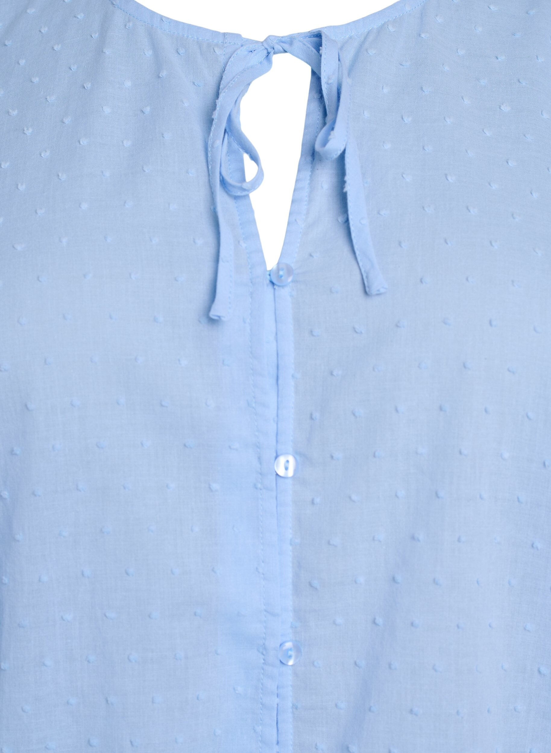 Zizzifashion Shirt blouse with tie string and dotted texture, Light Blue, Packshot image number 2