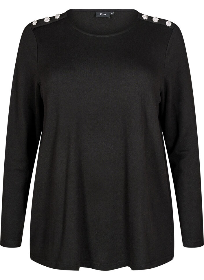 Blouse with decorative buttons, Black, Packshot image number 0
