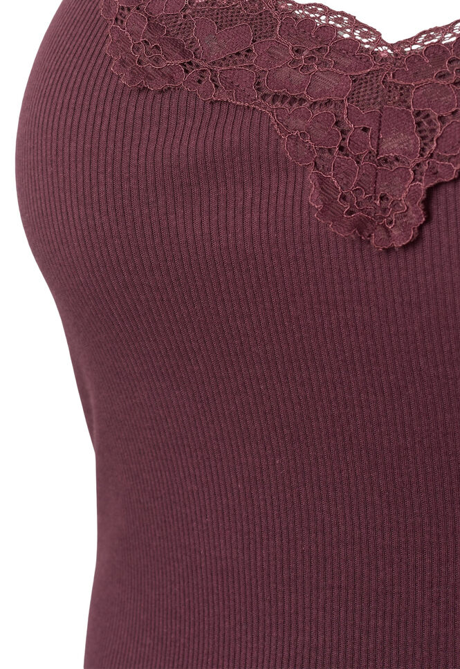 2-pack night tops in rib, Black/Fudge, Packshot image number 2