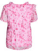 Floral blouse with a frill collar and peplum effect, Pink, Packshot image number 1