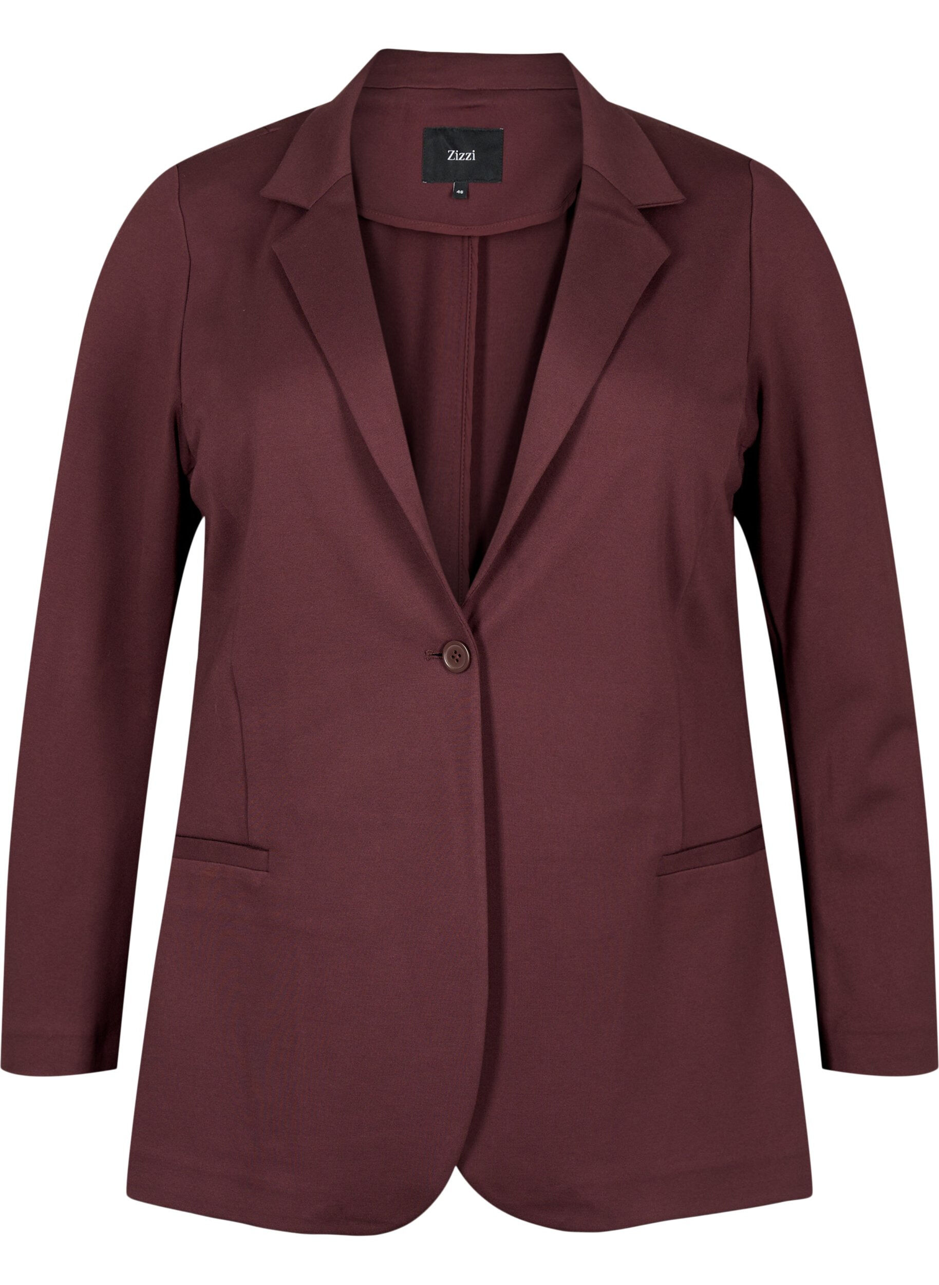 Zizzifashion Simple blazer with button closure, Dark Bordeaux, Packshot image number 0