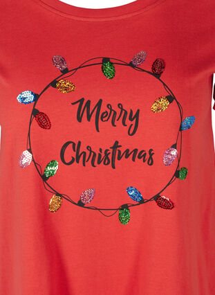 Christmas t-shirt in cotton, Tango Red Merry, Packshot image number 2