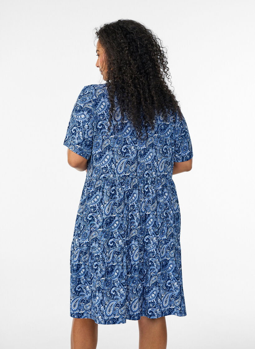 Patterned dress with panels, Blue, Model image number 2