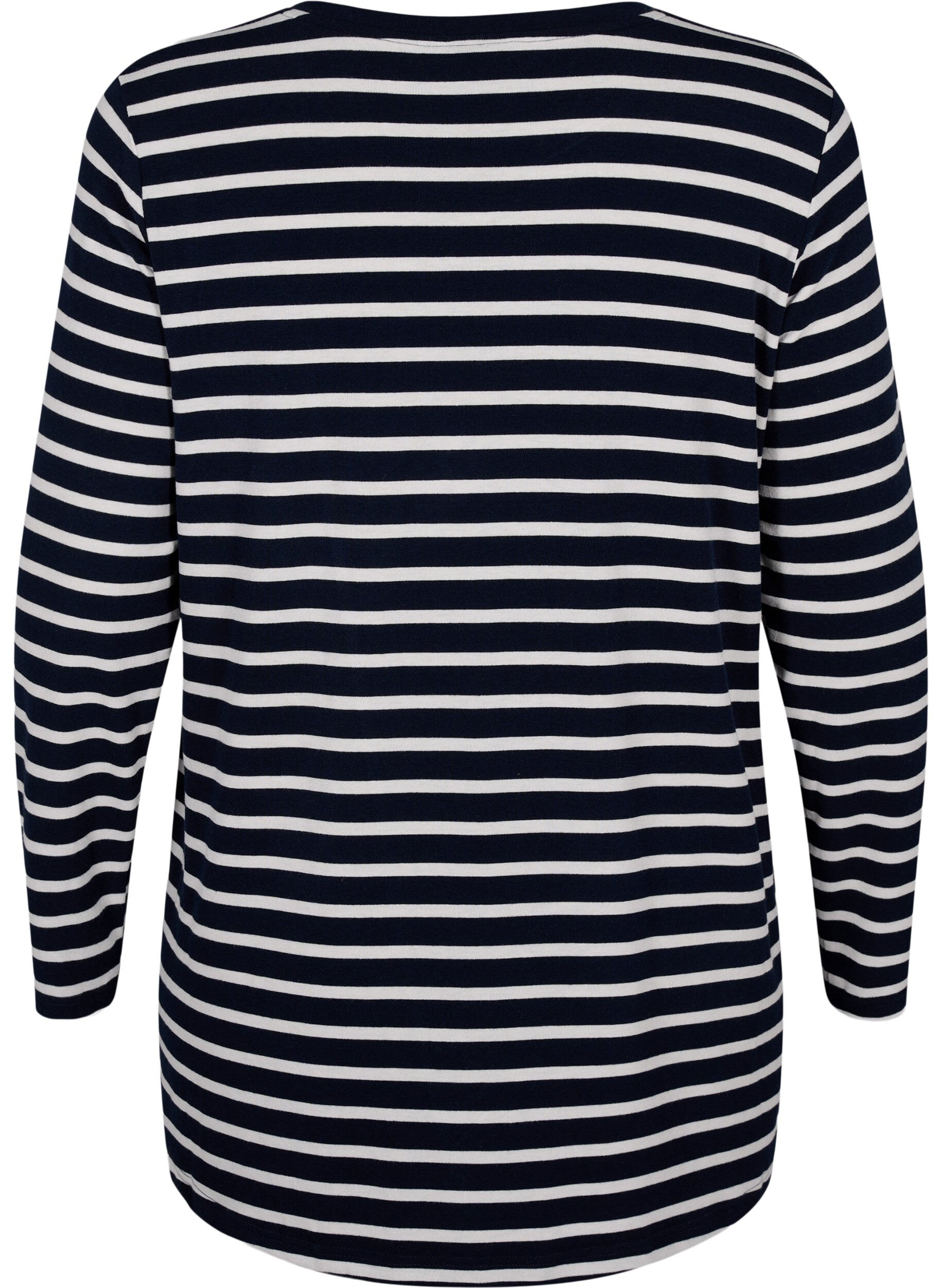 Zizzifashion Long-sleeved blouse with stripes, Evening Blue Stripe, Packshot image number 1
