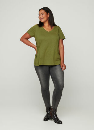 V-neck t-shirt, Green, Model image number 2