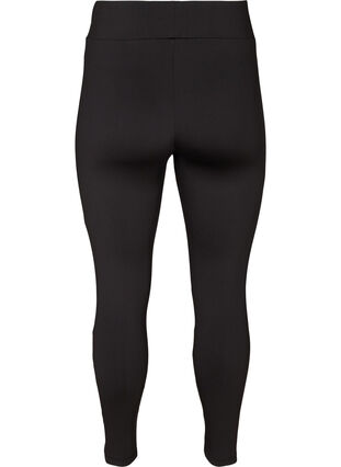 Cropped sports tights with print and mesh, Black, Packshot image number 1