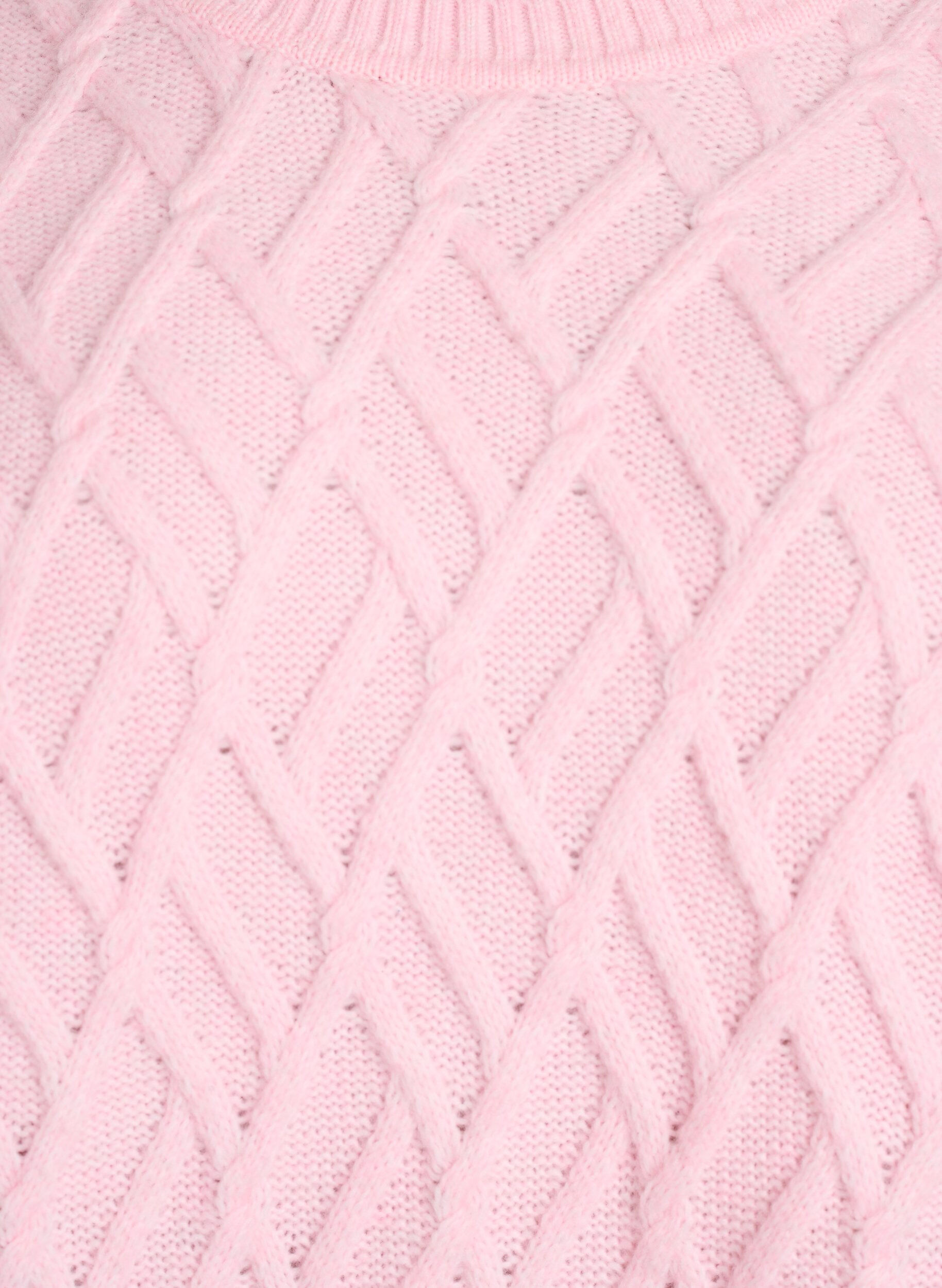 Zizzifashion Knit blouse with cable pattern and round neck, Rose, Packshot image number 2