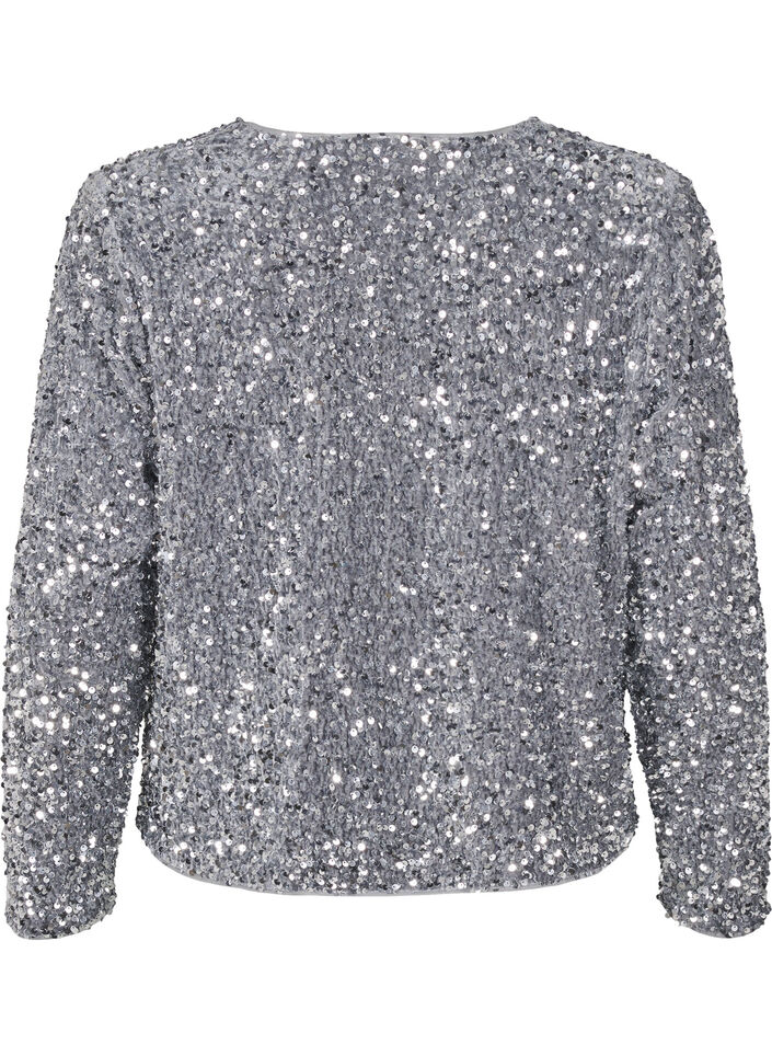 Sequin blouse with tie details, Silver, Packshot image number 1