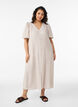 Midi dress in linen and viscose with ruffle sleeves, Beige, Model image number 0