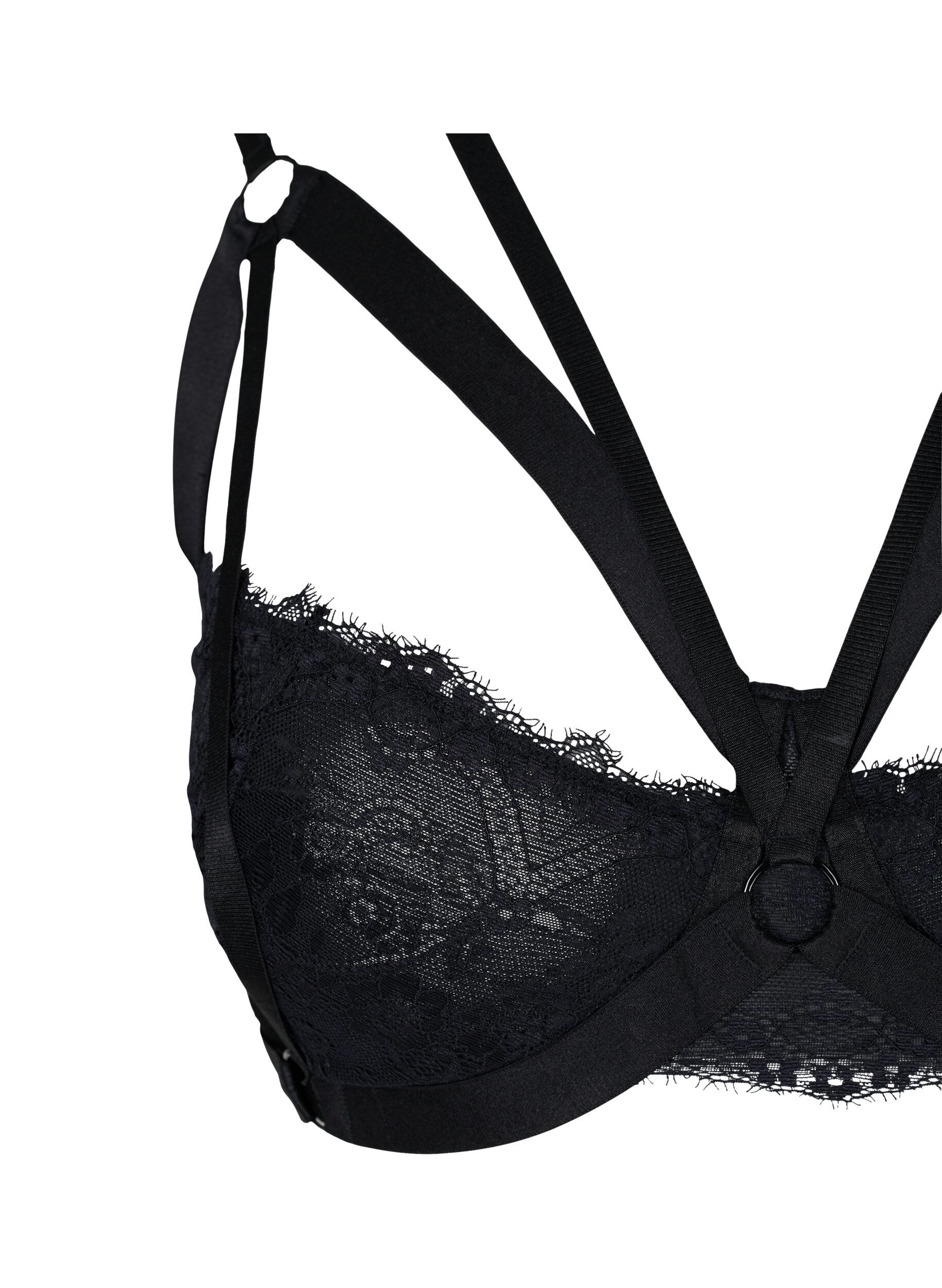 Zizzifashion Underwired bra with string details, Black, Packshot image number 2