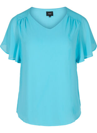 Short-sleeved blouse, River Blue, Packshot image number 0