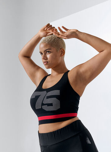 Sports top with print details, Black, Image image number 0
