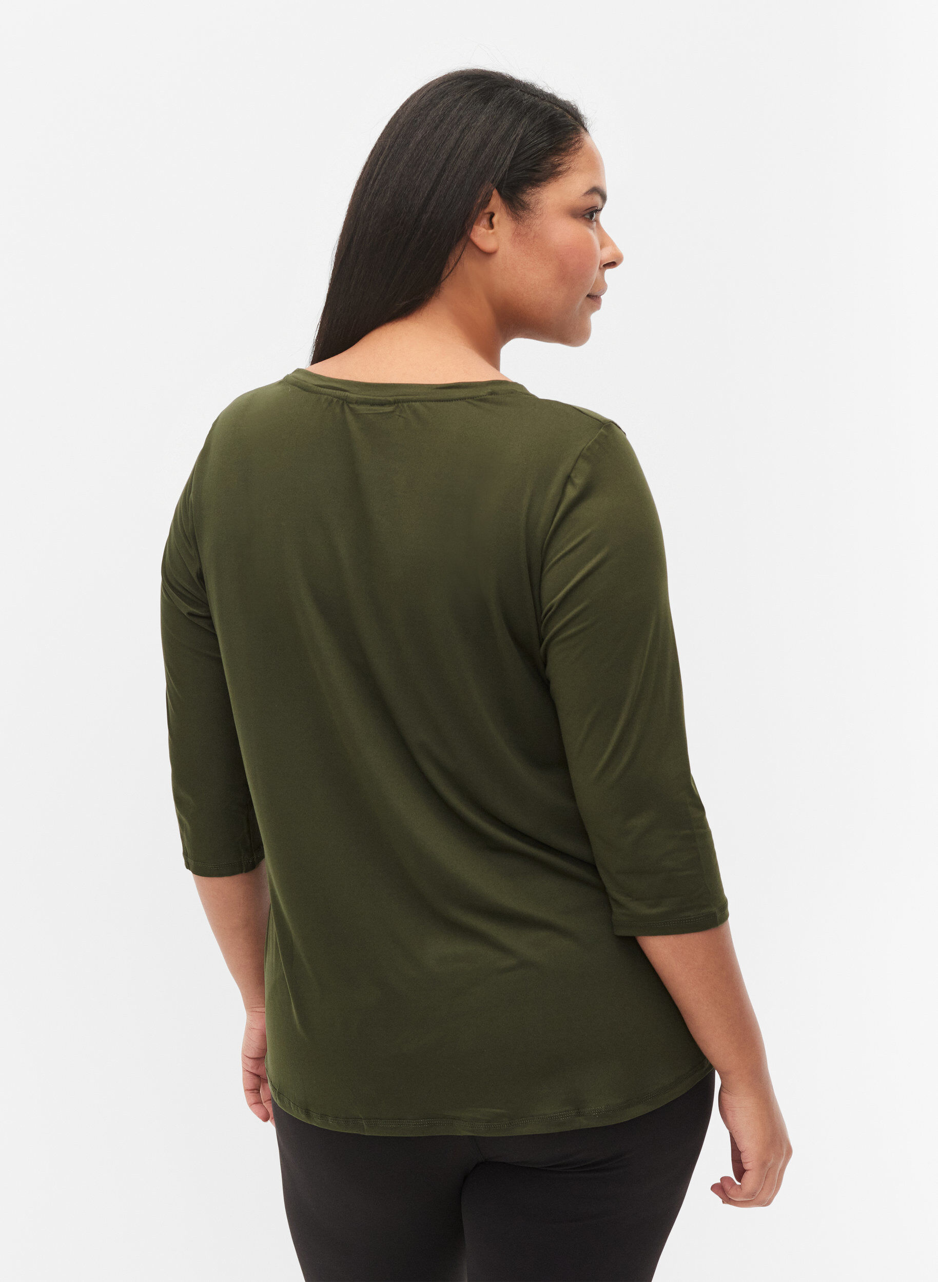Zizzifashion Workout top with 3/4 sleeves, Green, Model image number 2