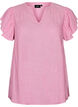 Viscose and linen blouse with ruffle sleeves, Pink, Packshot image number 0