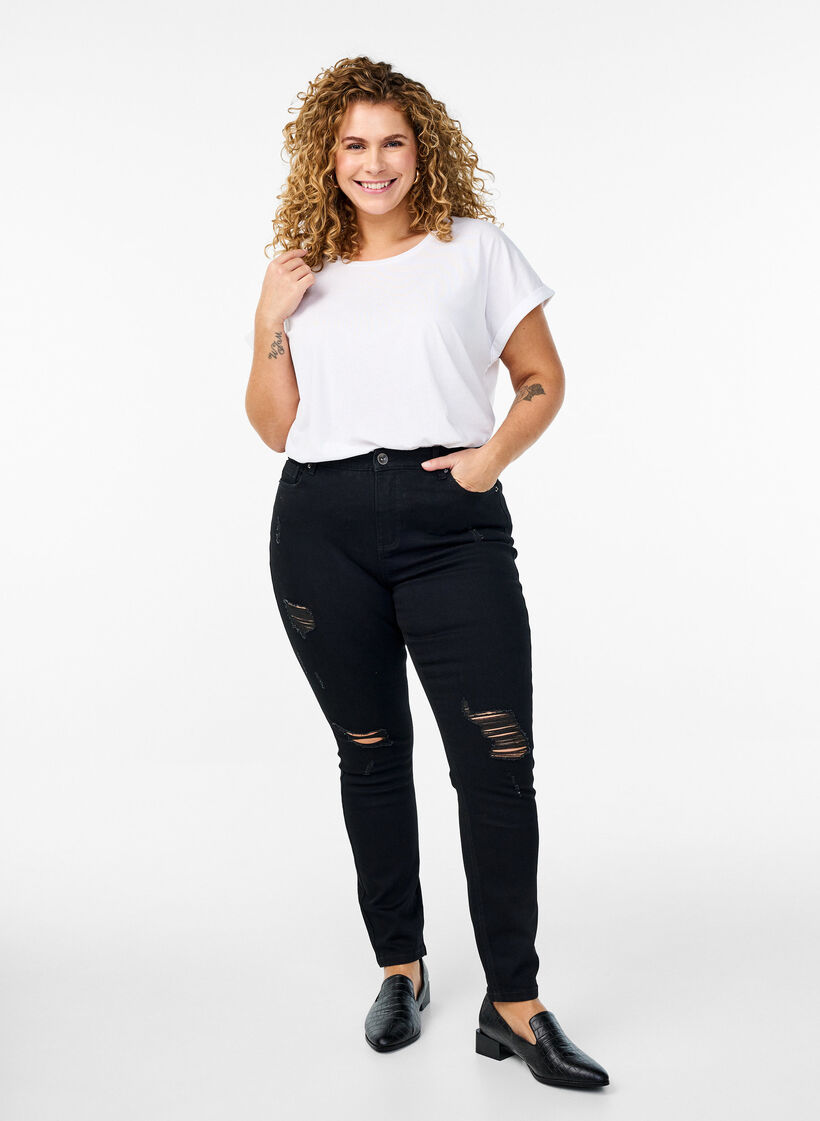 Short-sleeved cotton blend t-shirt, White, Model image number 1