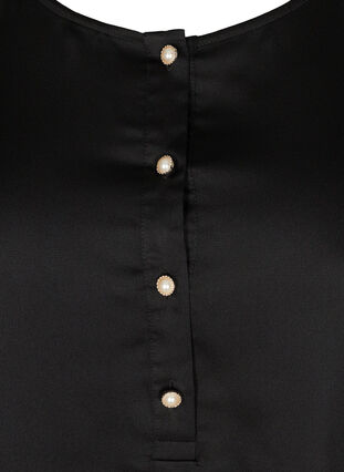 Long-sleeved blouse with feminine buttons, Black, Packshot image number 2