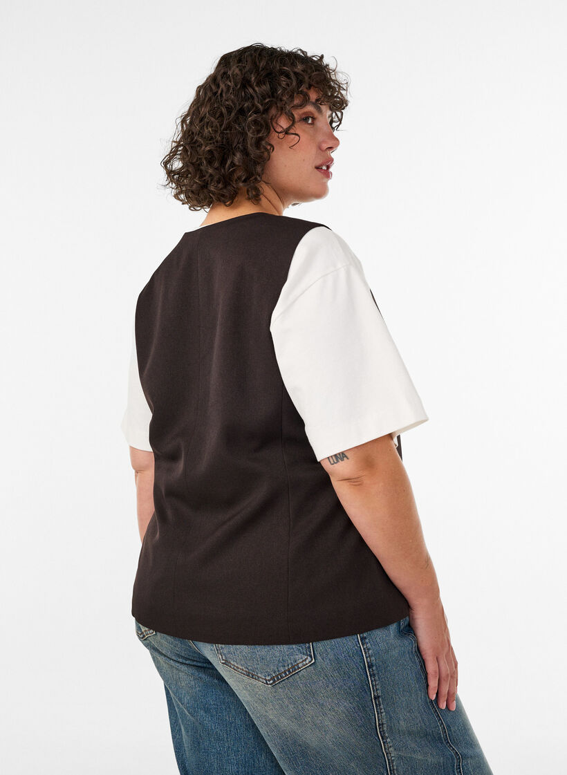 Waistcoat with button closure, Brown, Model image number 2