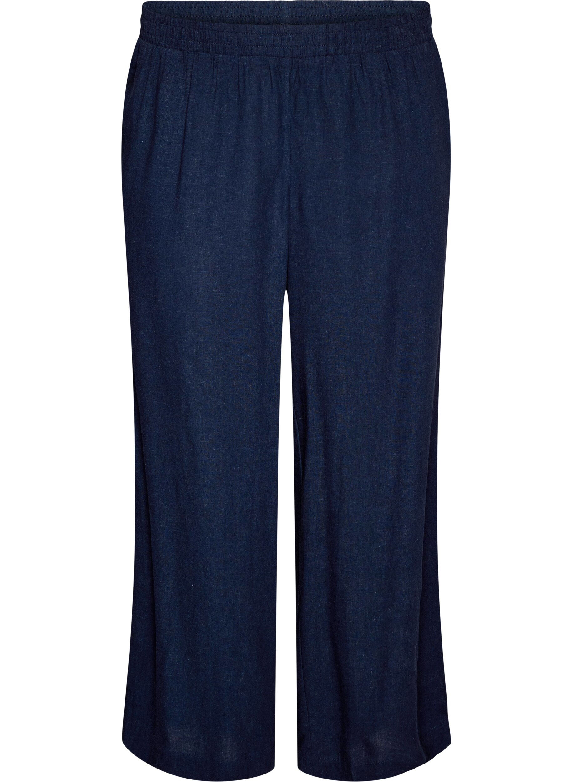 Wide-leg linen and viscose trousers