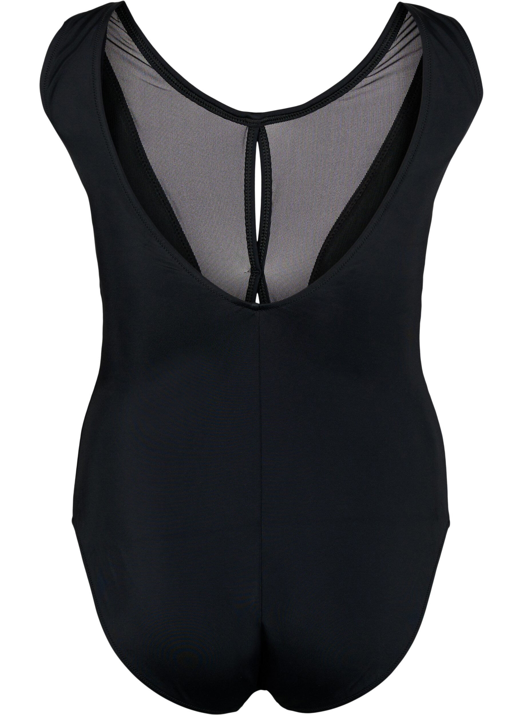 Zizzifashion Swimsuit with mesh detail in front, Black, Packshot image number 1