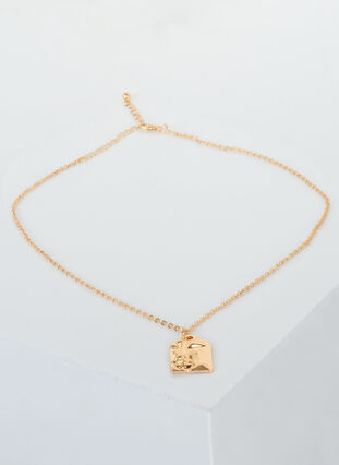 Gold-coloured necklace with pendant, Gold, Packshot image number 1