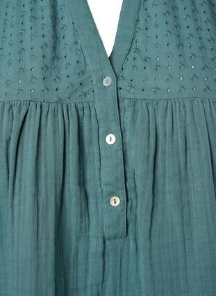 Tunic in cotton with embroidery anglaise, Sea Pine, Packshot image number 2