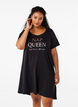 Short-sleeved nightgown in organic cotton, Black, Model image number 0