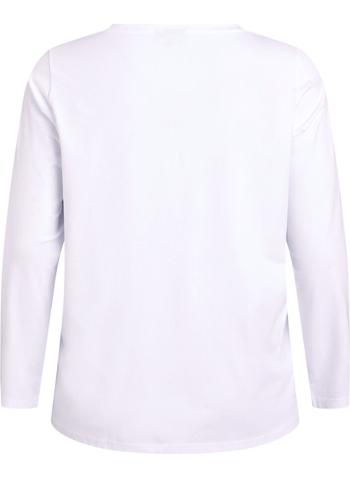 Basic jersey top with long sleeves, White, Packshot image number 1