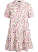 Short A-line dress in cotton muslin, Beige, Packshot image number 0