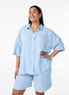Striped shirt in linen and viscose, Light Blue, Model image number 0