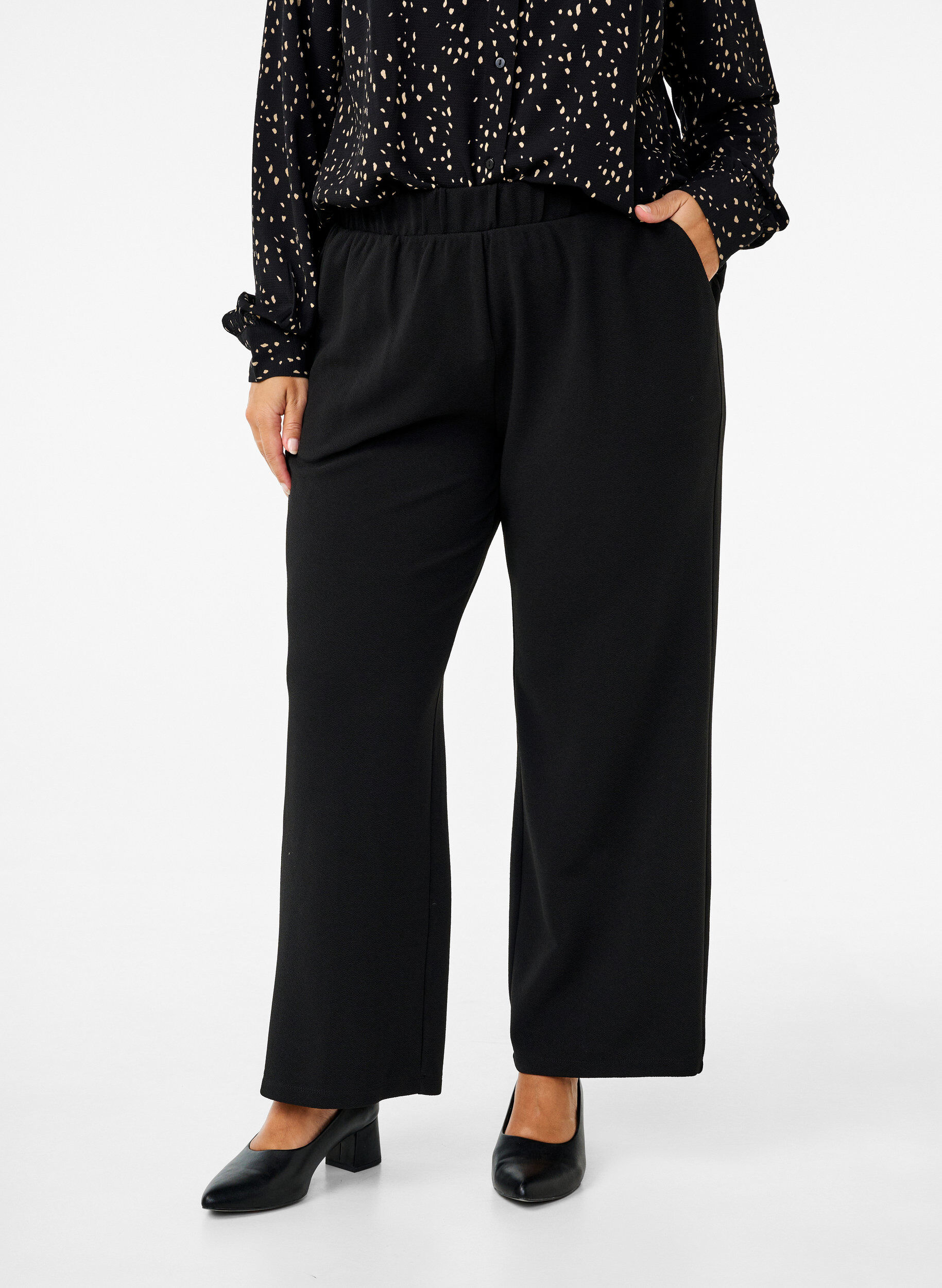 Zizzifashion Loose trousers with pockets, Black, Model image number 3