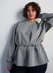Blouse with tie and puff sleeves, Grey, Model image number 0