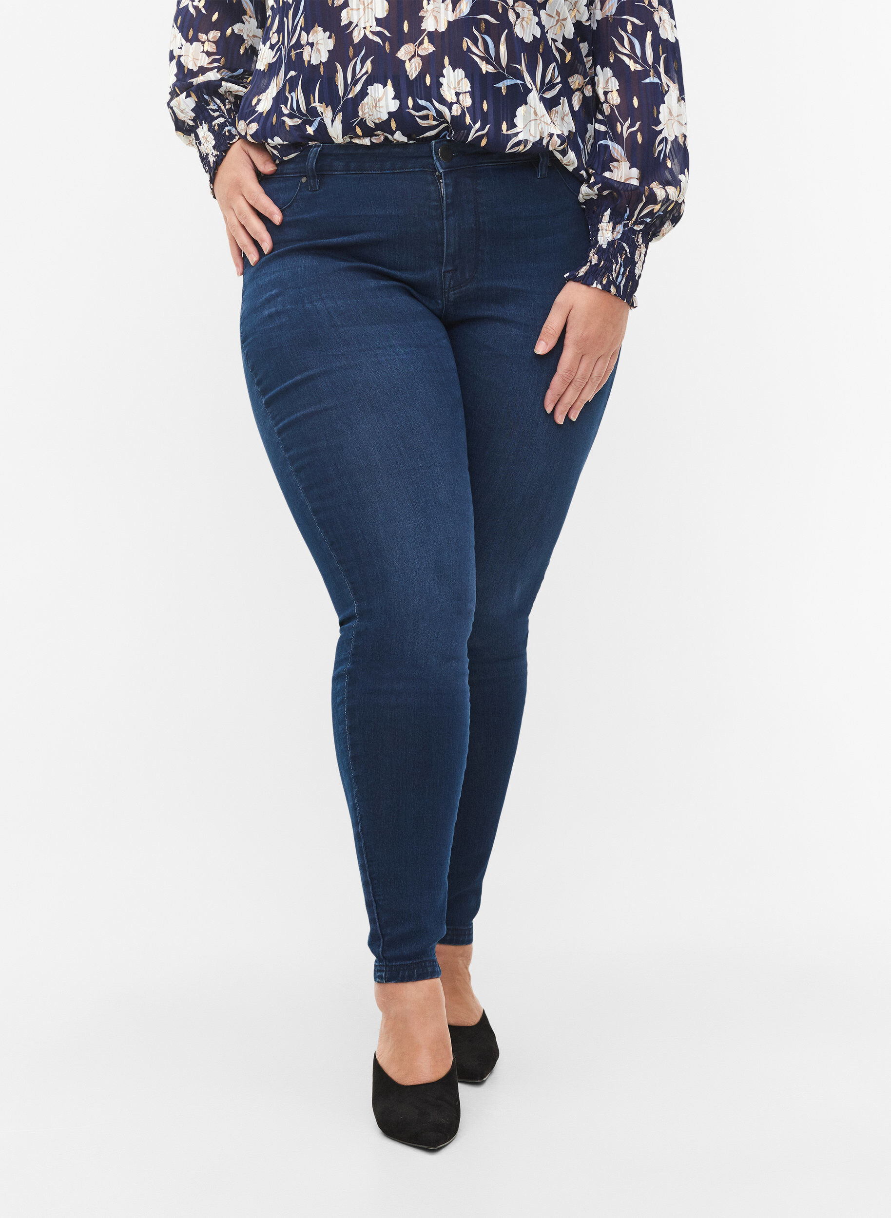 ZizzifashionJeggings in cotton blend, Dark blue denim, Model image number 2