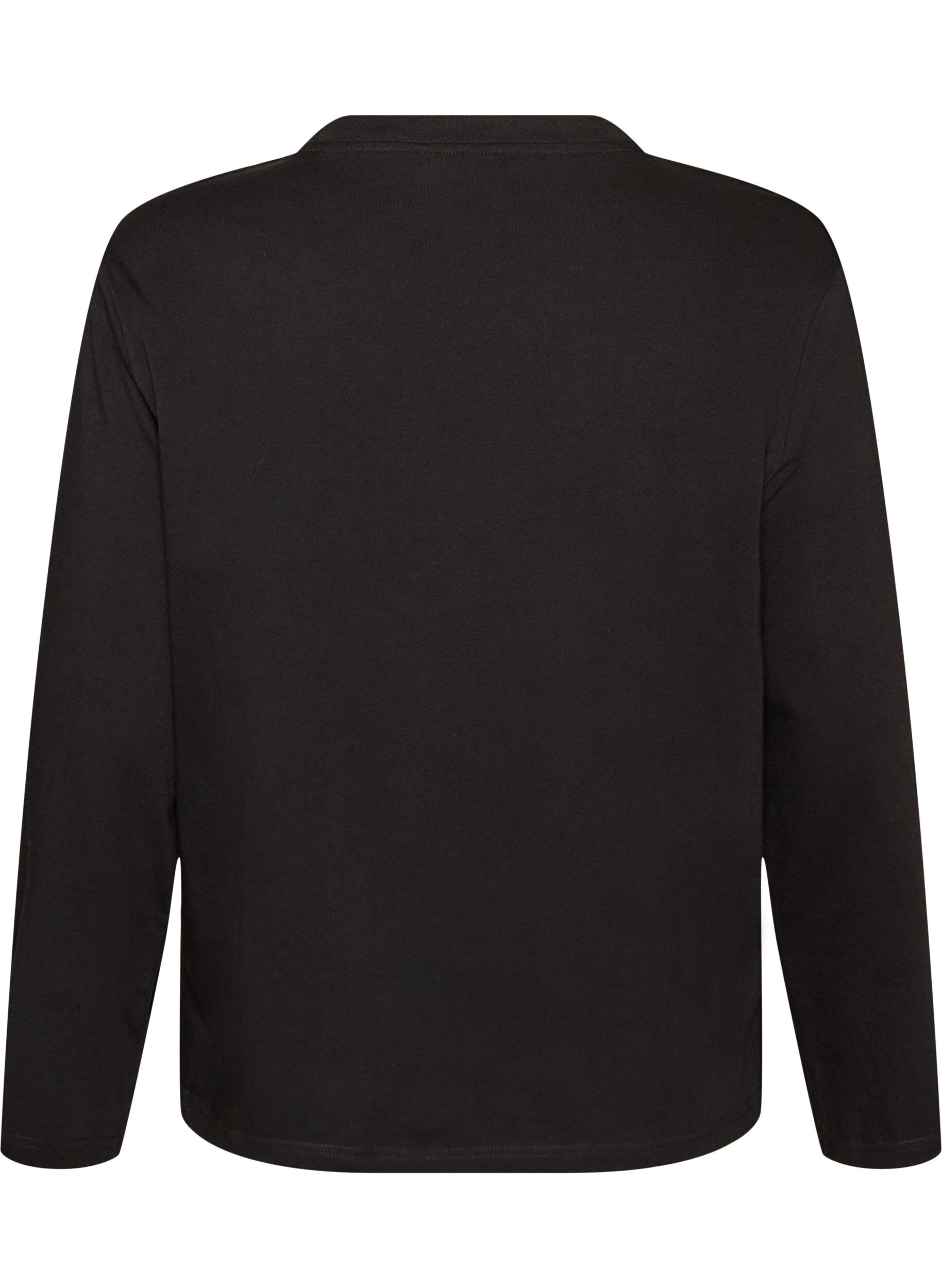 ZizzifashionBasic t-shirt with long sleeves, Black, Packshot image number 1