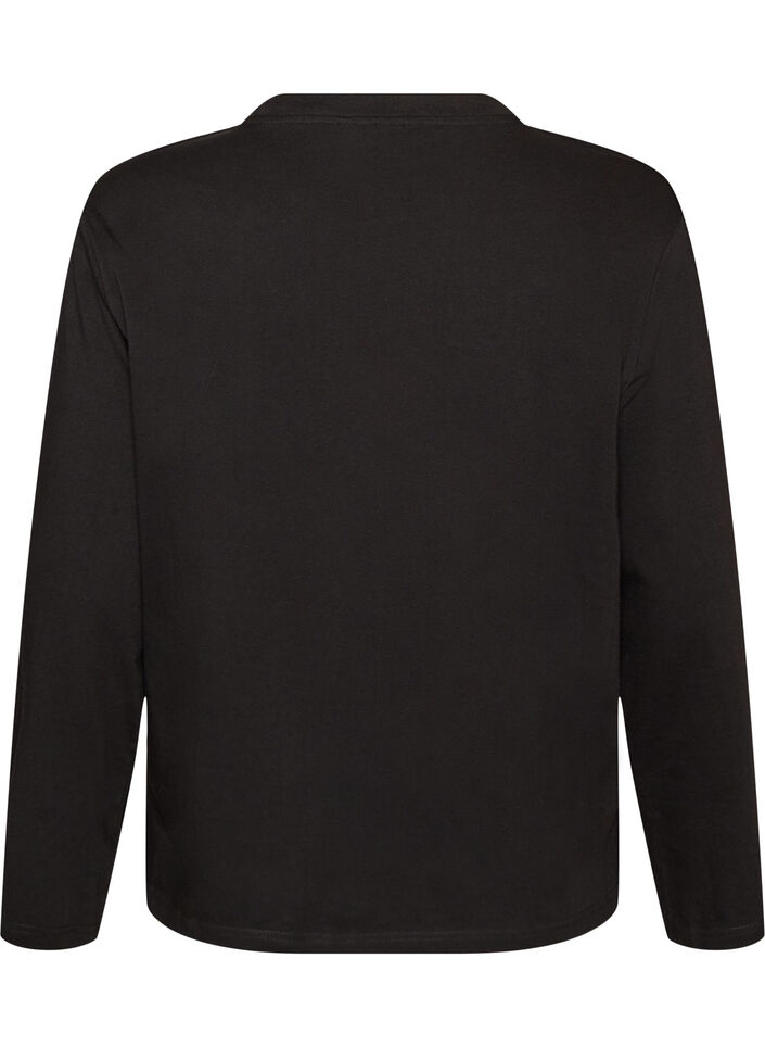 Basic t-shirt with long sleeves, Black, Packshot image number 1