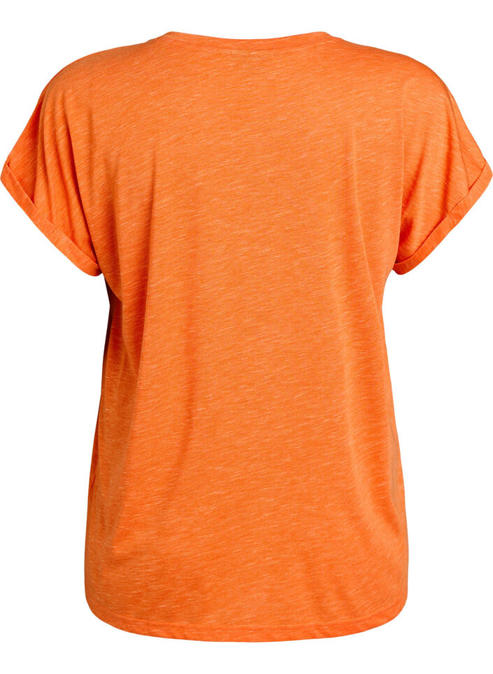 Loose workout t-shirt with short sleeves, Coral, Packshot image number 1