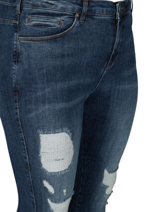 High-waisted Amy jeans with distressed look, Blue denim, Packshot image number 2