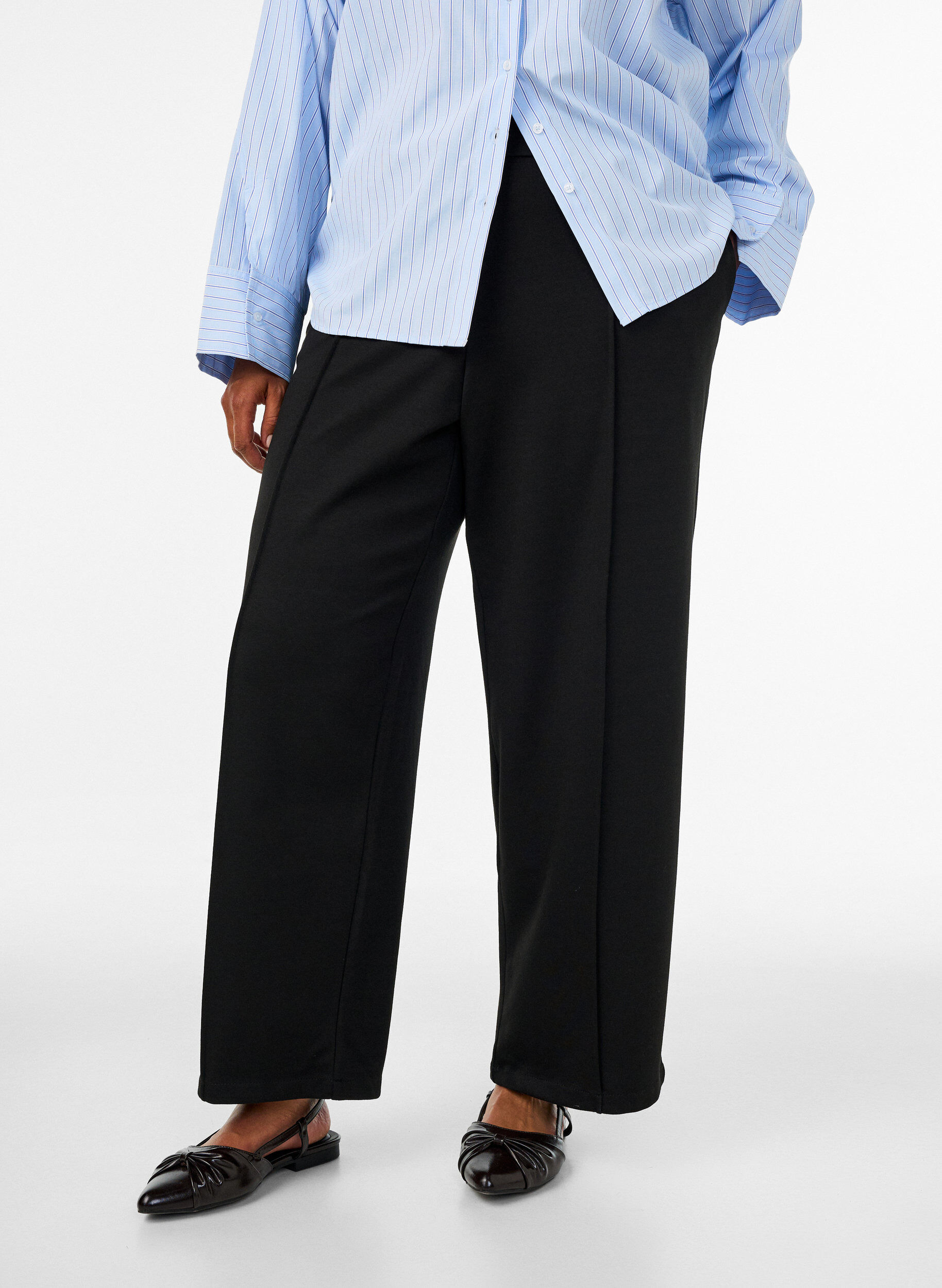 ZizzifashionLoose jersey trousers with a high waist, Black, Model image number 2