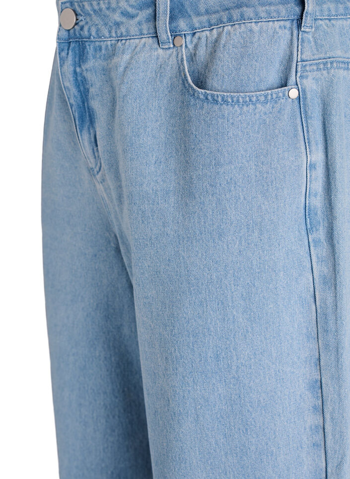 Myra jeans with wide fit and flower details, Light Blue, Packshot image number 2