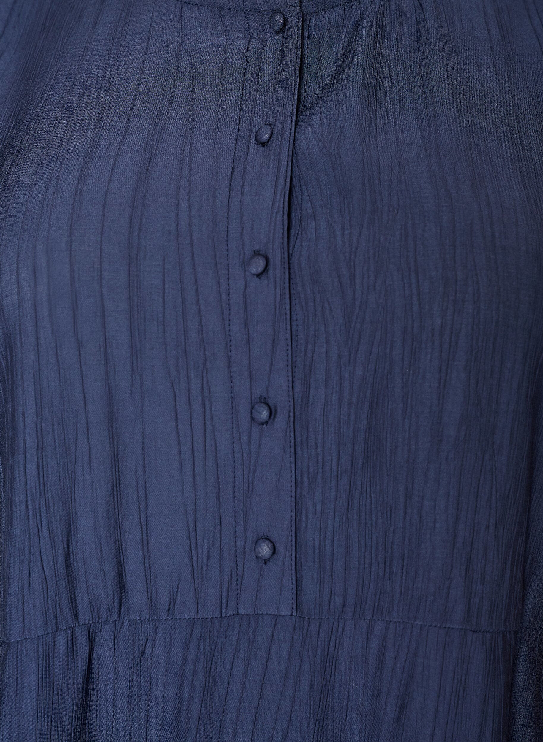 Zizzifashion Short viscose dress with ruffle details, Blue, Packshot image number 2