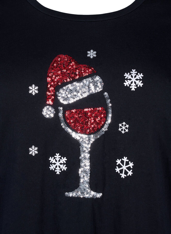 Christmas t-shirts in 100% cotton, Black w. Wine, Packshot image number 2